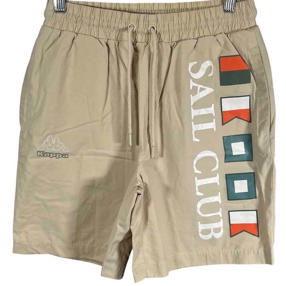 Kappa Sail Club‎ Shorts Men's Medium Khaki Beige Orange Green Swim Beach